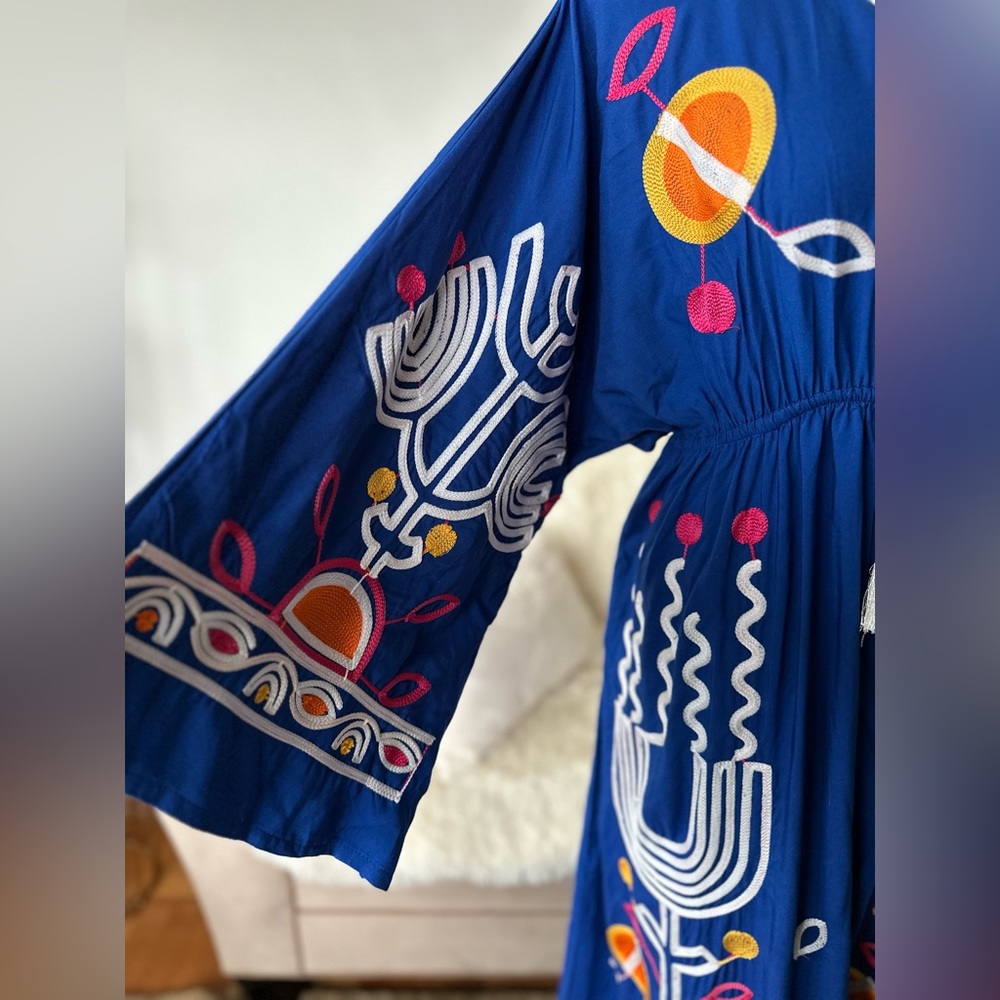 Embroidered Egyptian Blue Maxi Dress